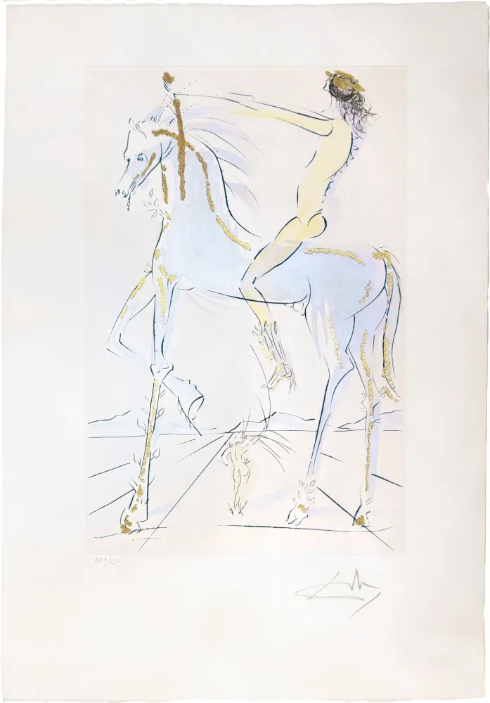 Kaltnadelradierung Dali - Beloved is beautiful as a horse herd
