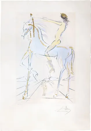 Kaltnadelradierung Dali - Beloved is beautiful as a horse herd