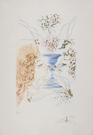 Stich Dali - Cantique des Cantiques : Le Baiser, 1971 - Hand-signed