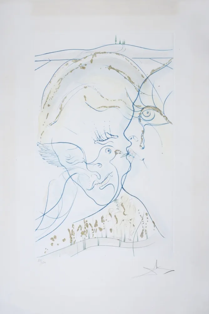 Stich Dali - Cantique des Cantiques : Les Yeux de colombe de la Mariée, 1971 - Hand-signed