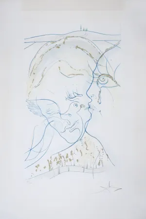 Stich Dali - Cantique des Cantiques : Les Yeux de colombe de la Mariée, 1971 - Hand-signed