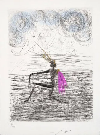 Kaltnadelradierung Dali - Chevalier à genou (Kneeling Knight)