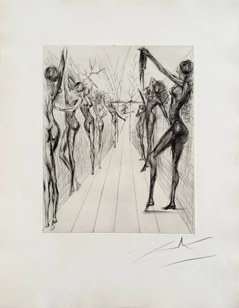 Kaltnadelradierung Dali - Corridor de Kathmandou (Katmandu Corridor), black