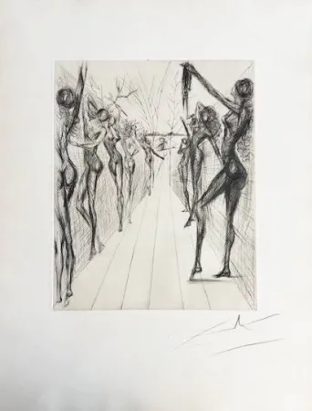 Kaltnadelradierung Dali - Corridor de Kathmandou (Katmandu Corridor), black