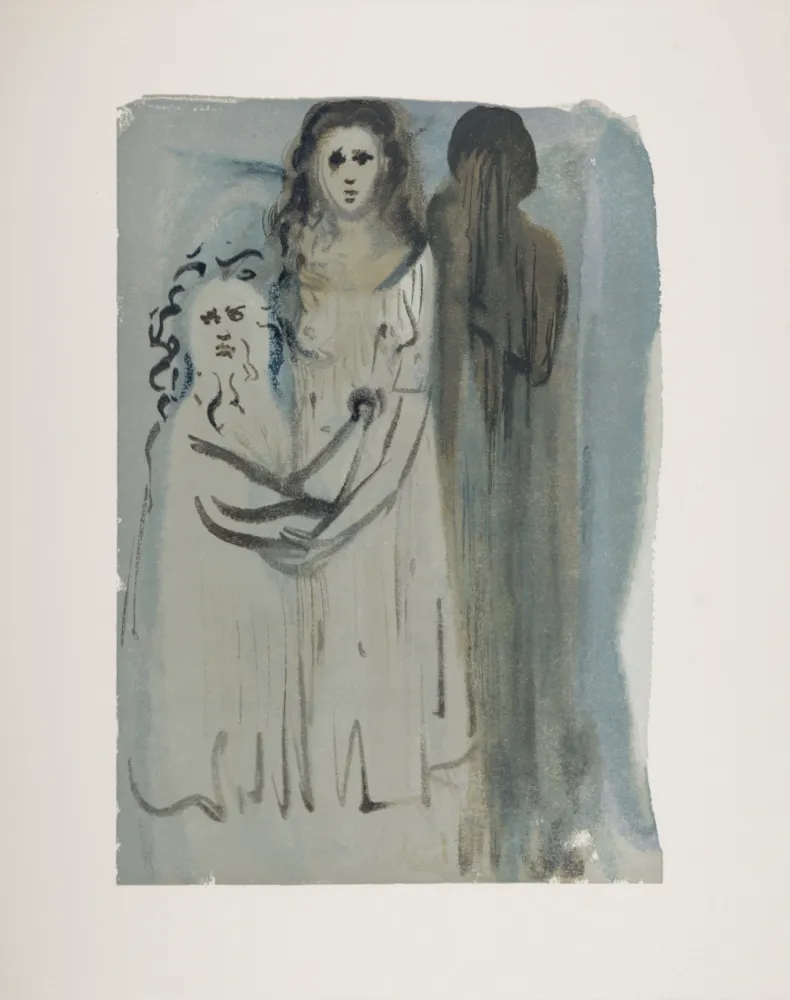 Holzschnitt Dali - Dans la fumée des Coléreux, 1963