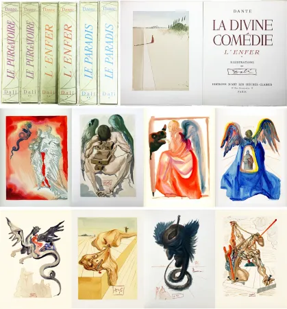Illustriertes Buch Dali - Dante : LA DIVINE COMÉDIE. 6 volumes. 100 planches couleurs dont 33 signées (1959-1963).