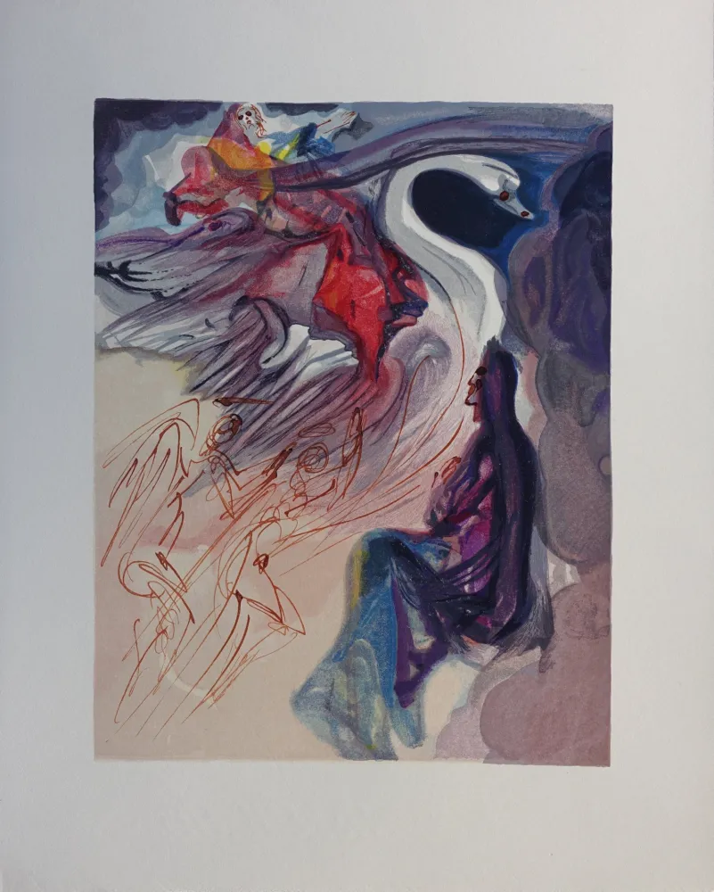 Holzschnitt Dali - Divine Comédie, Paradis 19, Le langage de l'oiseau