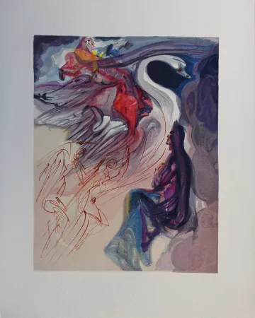 Holzschnitt Dali - Divine Comédie, Paradis 19, Le langage de l'oiseau