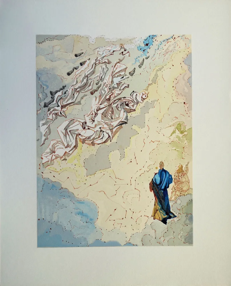 Holzschnitt Dali - Divine Comédie, Paradis 20, Le sixième ciel de Jupiter