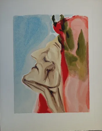 Holzschnitt Dali - Divine Comédie, Paradis 7, Le doute de Dante