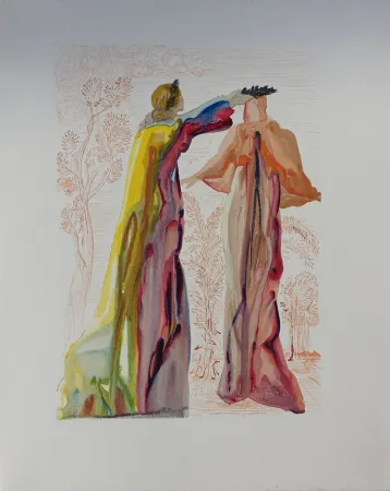 Holzschnitt Dali - Divine Comédie, Purgatoire 27, Derniers mots de Virgile