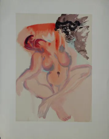 Holzschnitt Dali - Divine Comédie, Purgatoire 3, Les indolents