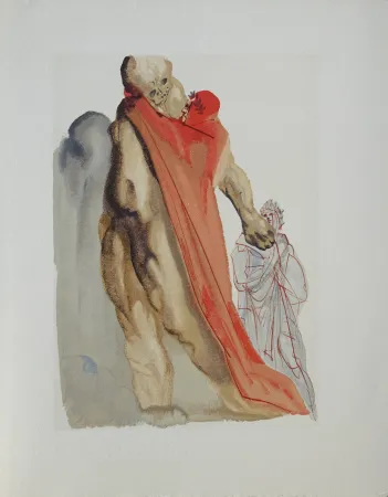 Holzschnitt Dali - Divine Comédie, Purgatoire 5, Les reproches de Virgile