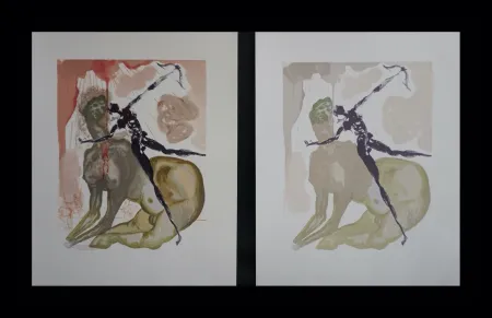 Holzschnitt Dali - Divine Comedy Hell Canto 12 Decomposition (2 Pieces)