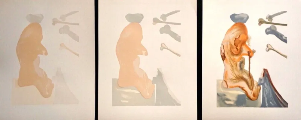 Holzschnitt Dali - Divine Comedy Hell Canto 20 Decomposition (3 Pieces)