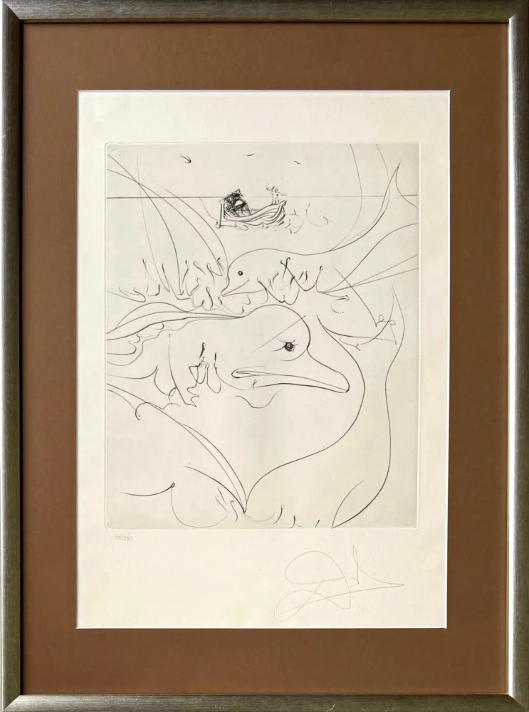 Radierung Dali - Dolphins