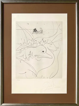 Radierung Dali - Dolphins