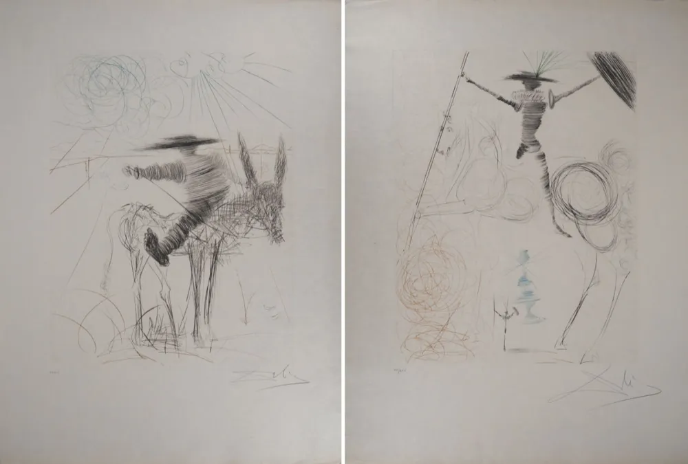 Stich Dali - Don Quichotte et Sancho Panza (2 gravures)