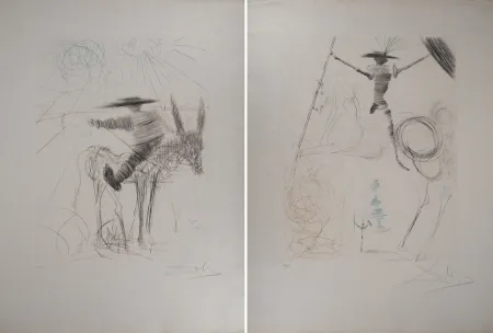 Stich Dali - Don Quichotte et Sancho Panza (2 gravures)