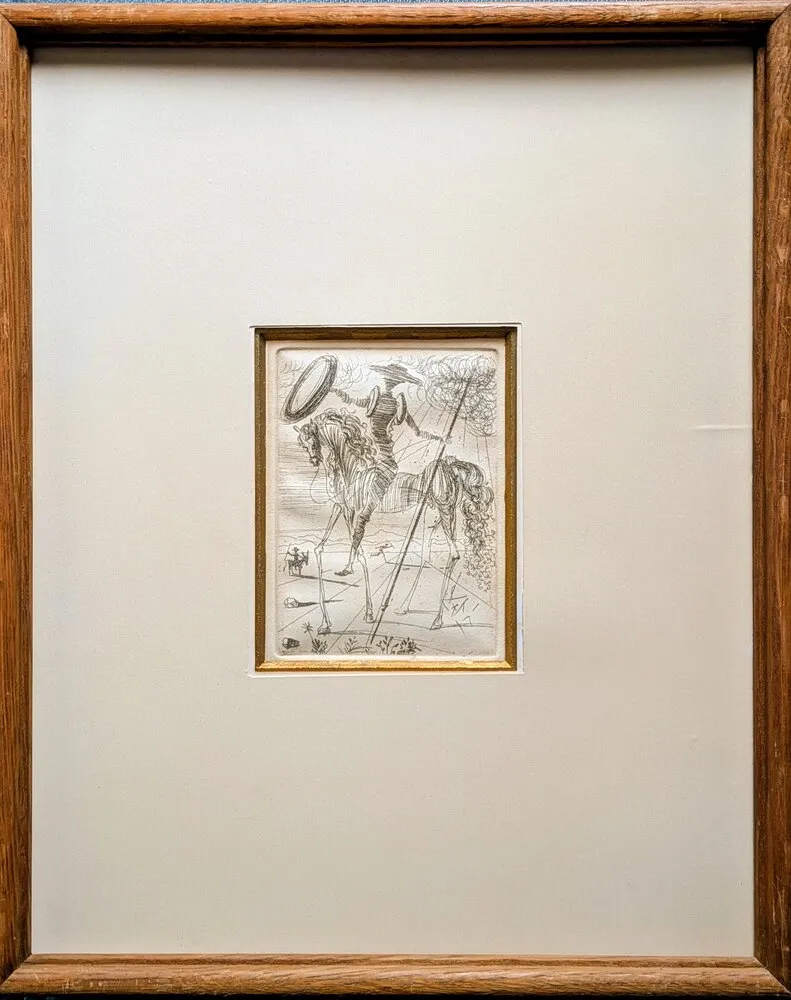 Stich Dali - Don Quixote and Sancho Panza - Original platesigned engraving, 1964