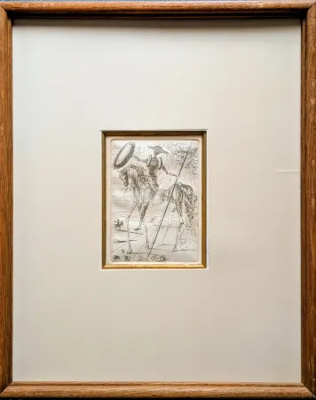 Stich Dali - Don Quixote and Sancho Panza - Original platesigned engraving, 1964