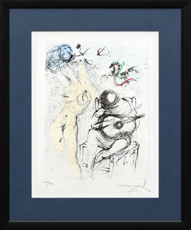 Kaltnadelradierung Dali - Femme à la guitare (Woman with Guitar)