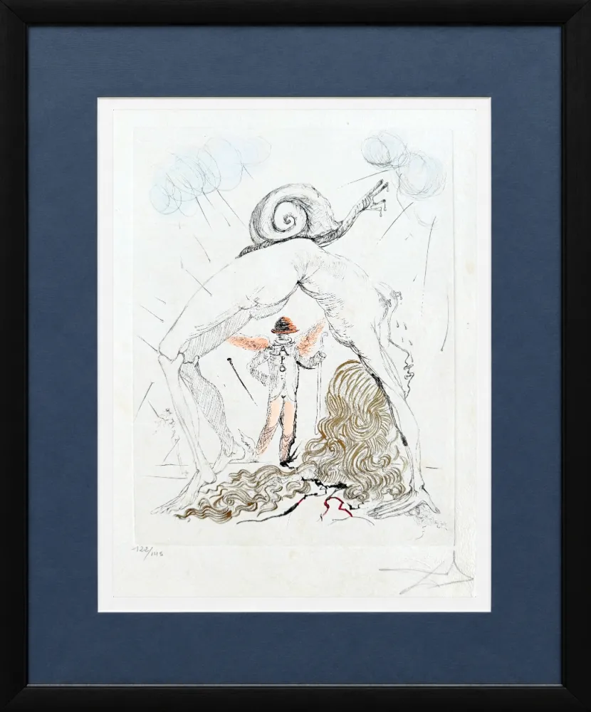 Radierung Dali - Femme à l’escargot (Woman with Snail)