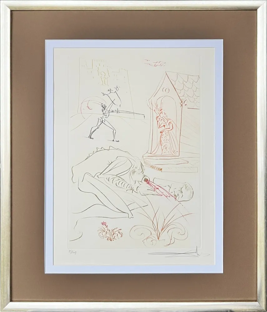 Kaltnadelradierung Dali - Fight Before la Dame de Malehout