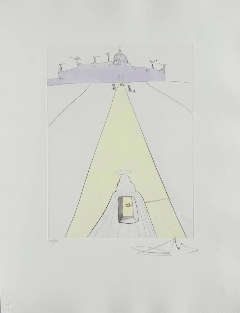 Radierung Dali - God, Time, Space, and the Pope