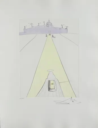 Radierung Dali - God, Time, Space, and the Pope