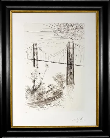 Kaltnadelradierung Dali - Golden Gate Bridge