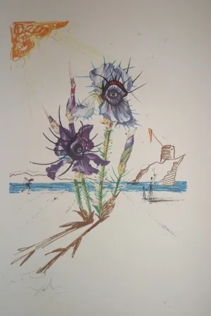 Lithographie Dali - Iris of Dalí's Youth (surrealistic flowers)