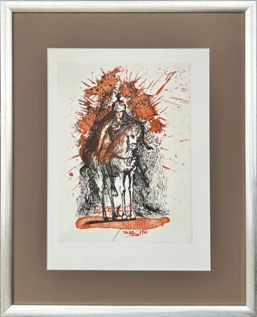 Radierung Dali - Knight with Helmet and Butterflies