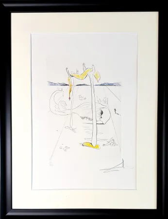 Kaltnadelradierung Dali - La Béquille