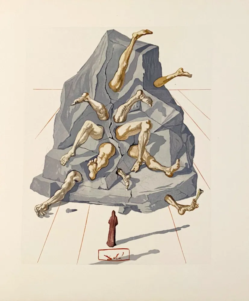 Holzschnitt Dali - La Divine Comédie - Enfer 19 - Les Simoniaques