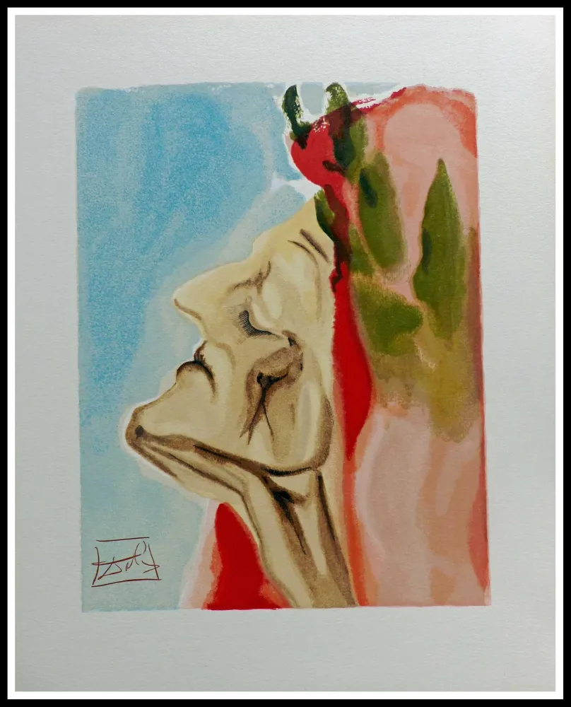 Holzschnitt Dali - LA DIVINE COMEDIE - Le nouveau de doute de Dante