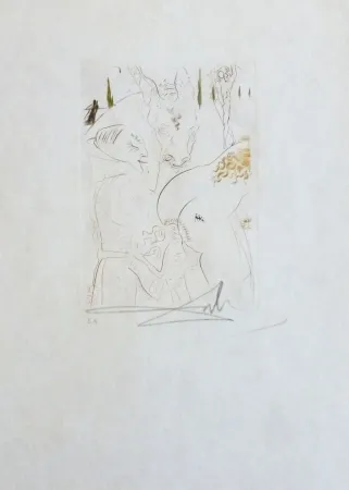 Kaltnadelradierung Dali - La jument de compère Pierre