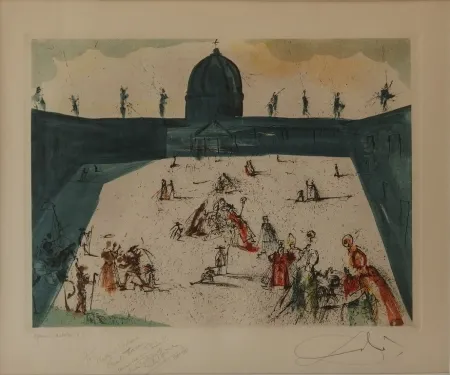 Radierung Und Aquatinta Dali - La Place Saint Pierre