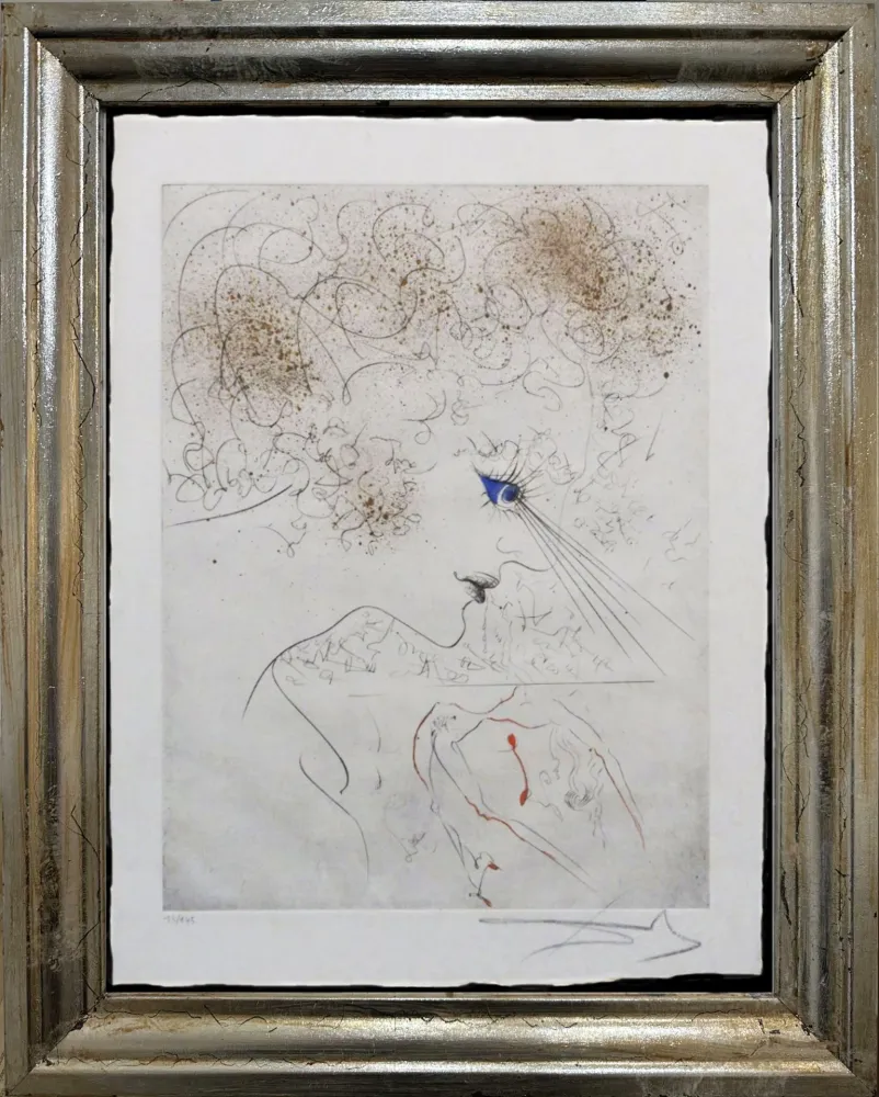 Kaltnadelradierung Dali - La Tête 