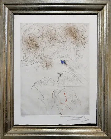 Kaltnadelradierung Dali - La Tête 