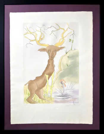 Radierung Dali - Le Cerf se voyant dans l'eau (The Stag Reflected in the Water)