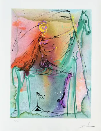 Lithographie Dali - Le chavelier de la mort