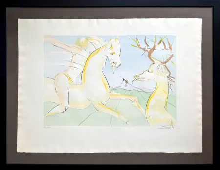 Radierung Dali - Le Cheval s’étant voulu venger du Cerf (The Horse that Wanted Revenge on the Stag)