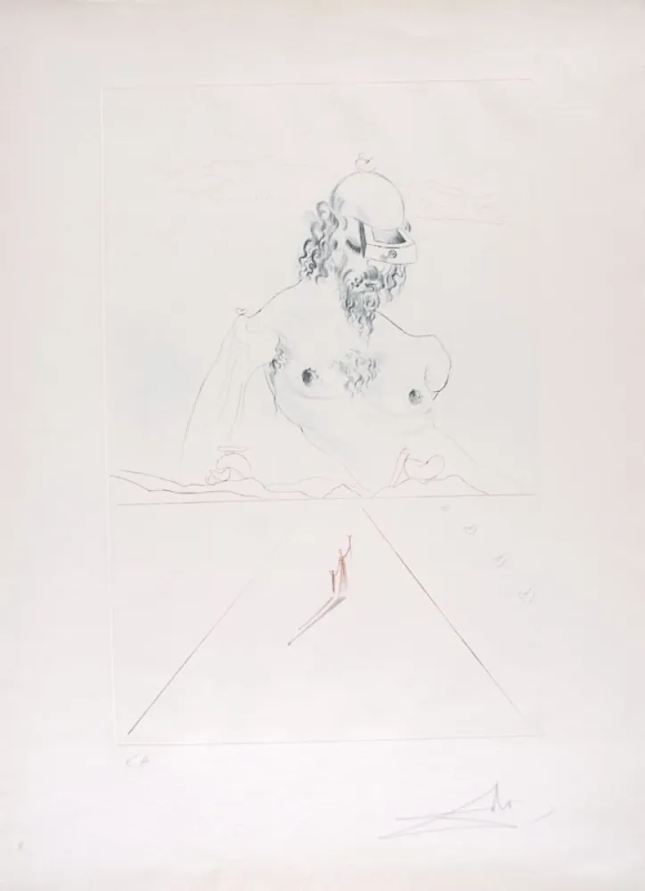 Kaltnadelradierung Dali - Le Colosse - The Colossus (suite Aurélia)