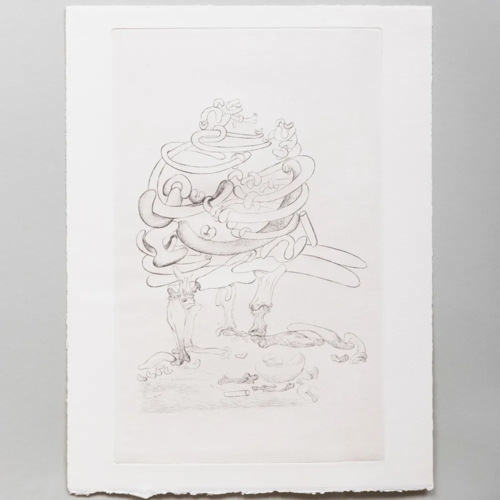 Kaltnadelradierung Dali - Les Chants de Maldoror: Bone Chair