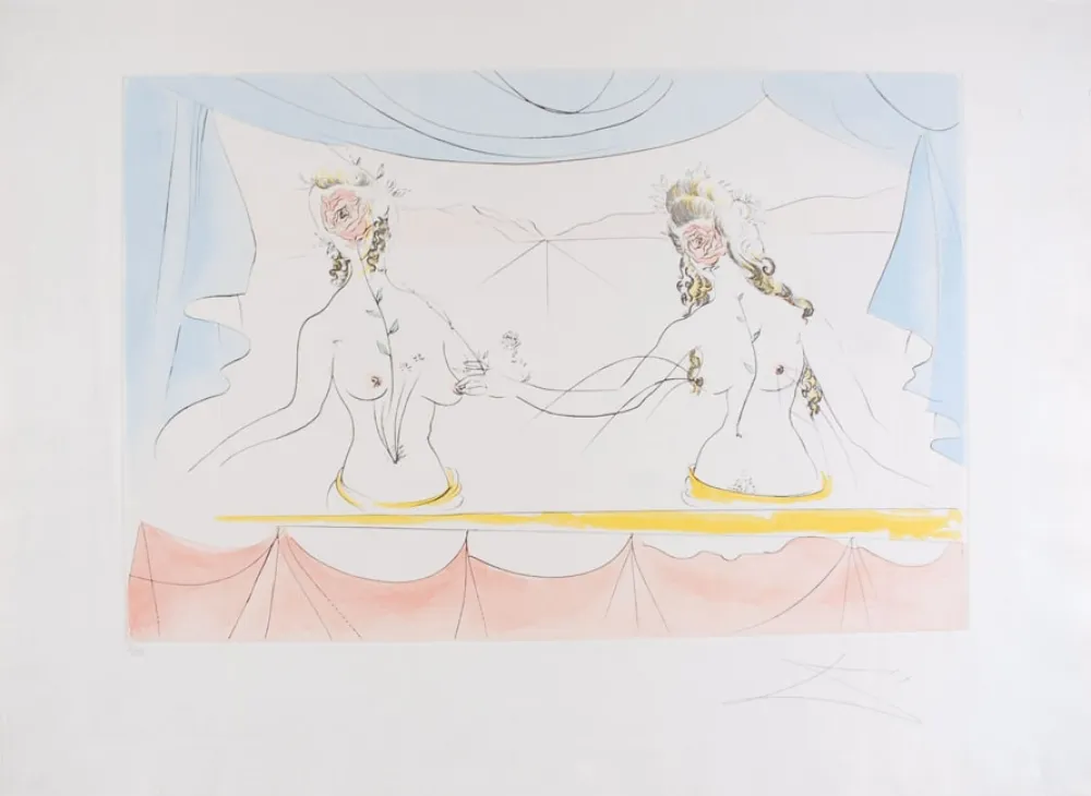 Radierung Dali - Les Dames de la Renaissance - Ladies of the Renaissance (suite Mythologique Nouvelle/New Mythological)