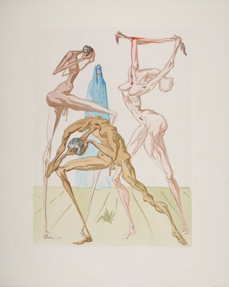 Holzschnitt Dali - Les habitants de Prato, 1963