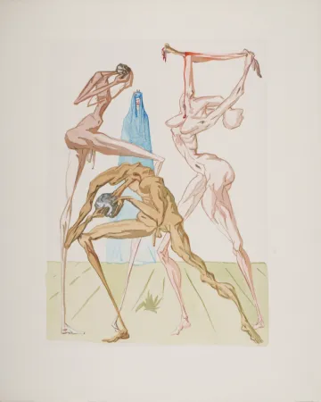 Holzschnitt Dali - Les habitants de Prato, 1963