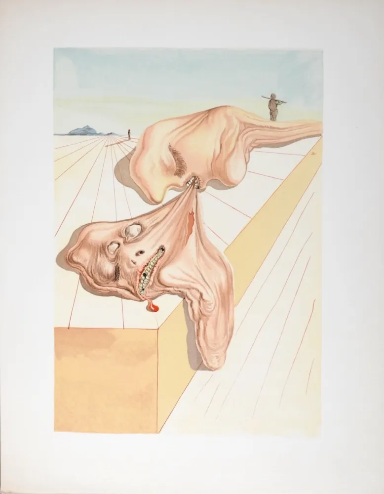 Lithographie Dali - Les hommes qui s'entre-dévorent