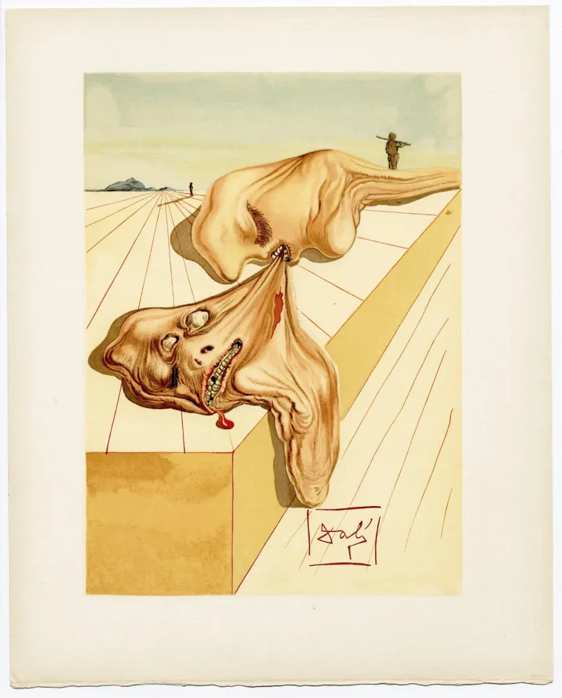 Holzschnitt Dali - Les hommes qui s'entre-dévorent. La Divine Comédie (L' Enfer, Chant 30)